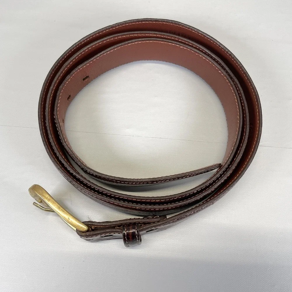 Torino Belt Mens Size 50 Brown Ringmark Lizard Exotic Leather Solid Brass - USA